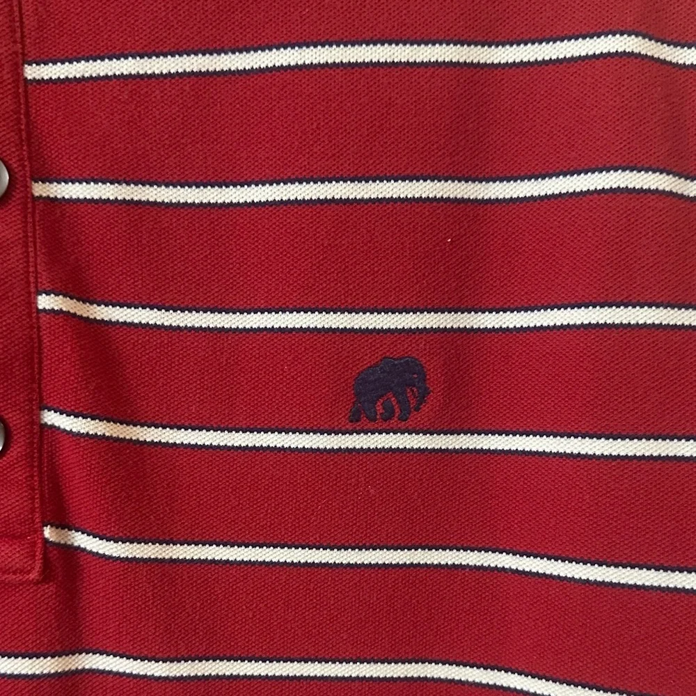 Banana Republic Men's Red and White Striped Polo Shirt